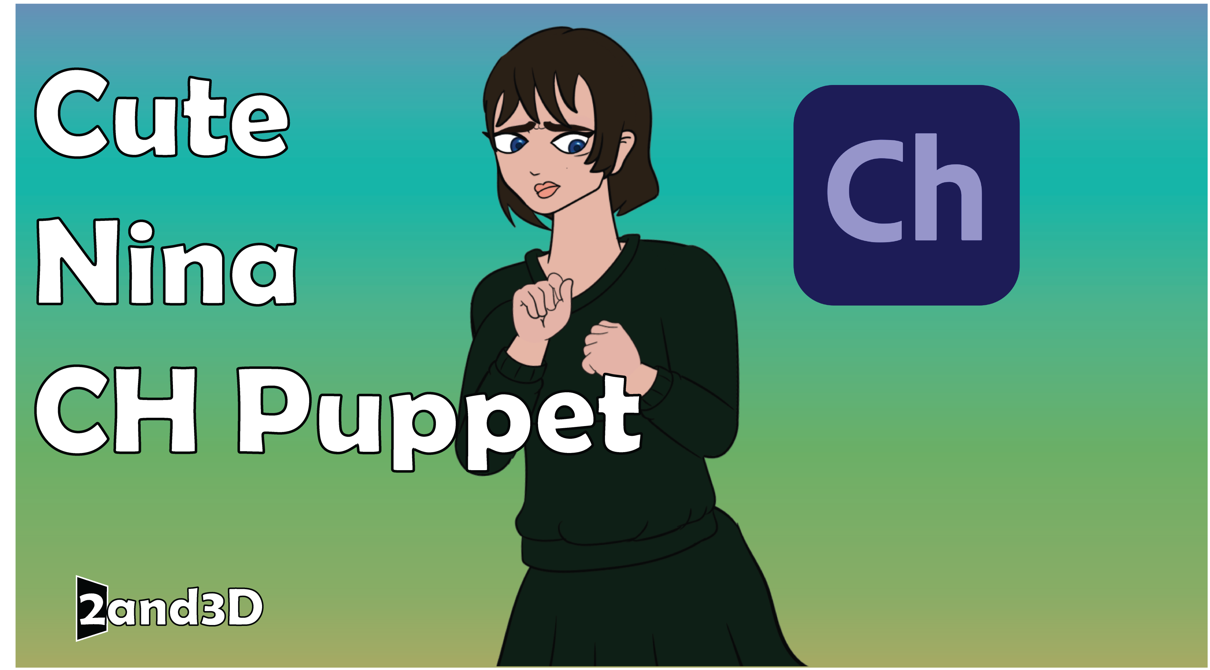 Cute Nina Adobe CH Puppet (Adobe Character Animator Puppet) Adobe Character Animator Puppet Adobe Ch Puppet